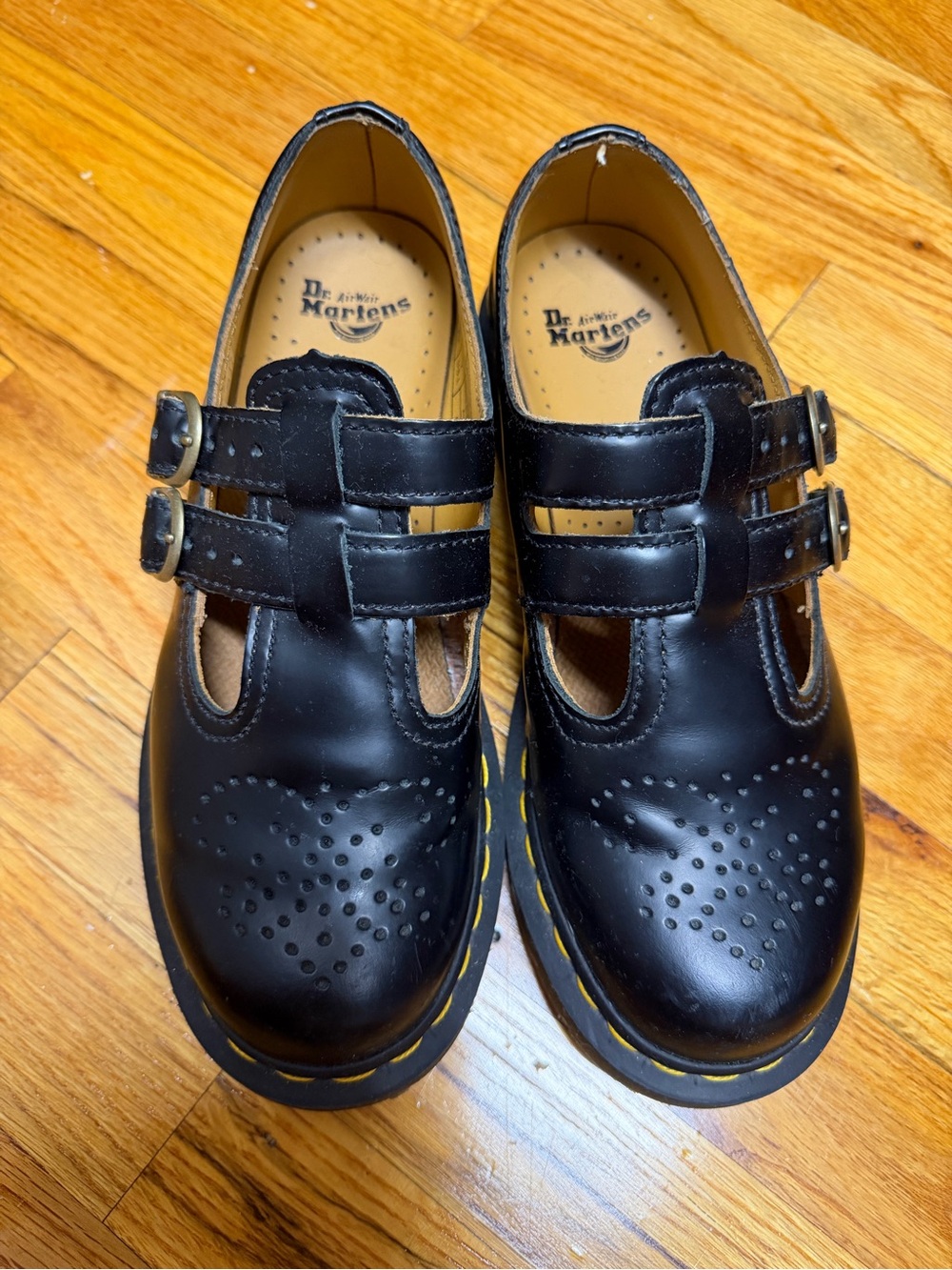 Dr. Martens Black Double Buckle Mary Jane Shoes - Picture 2 of 8